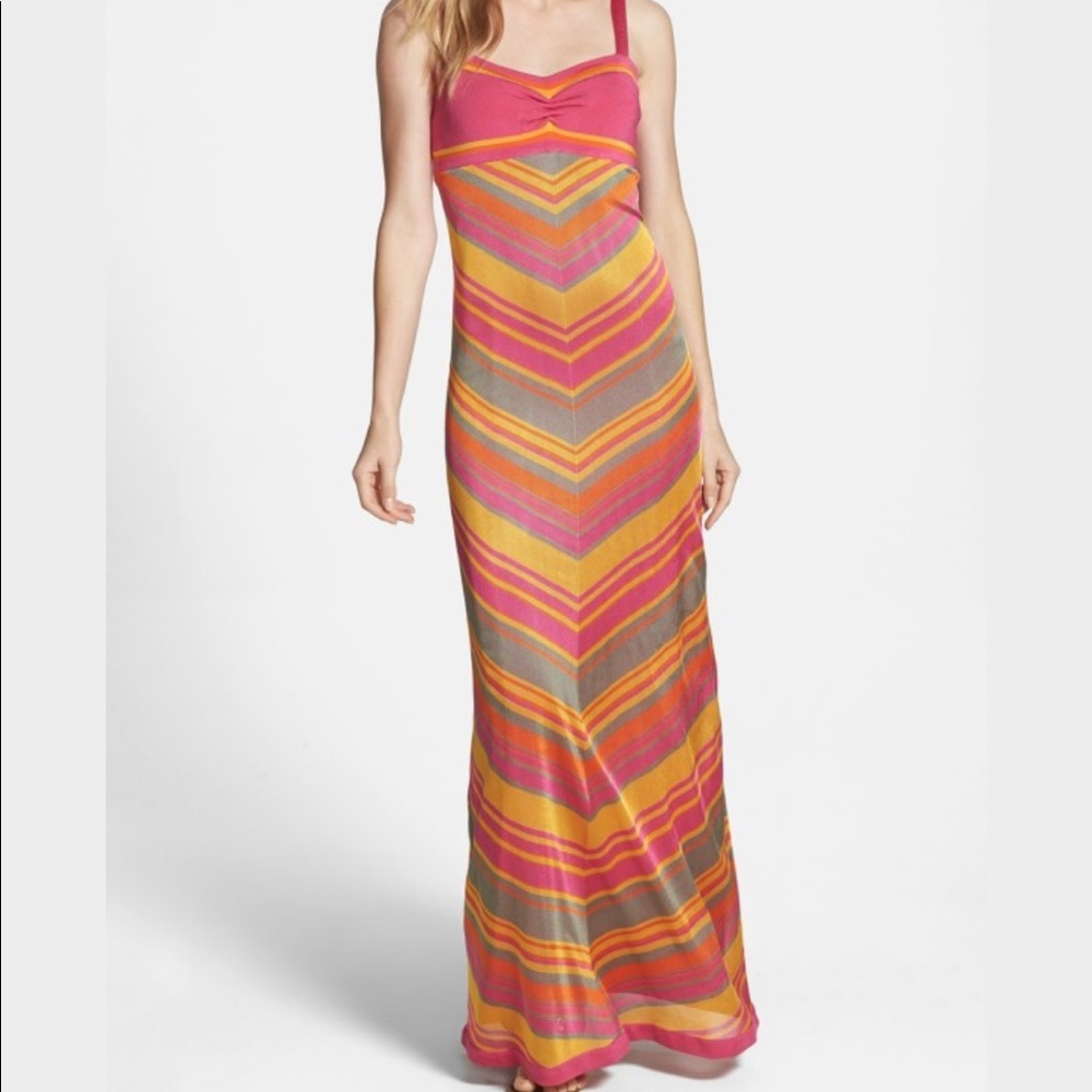 Trina Turk Pink and Orange Maxi Dress